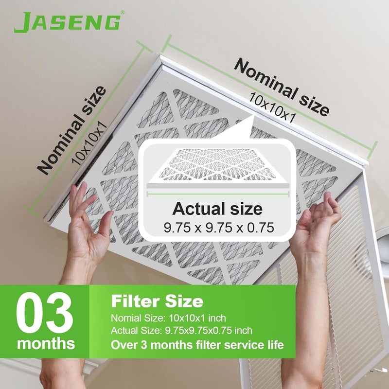 JASENG 10x10x1 Furnace Air Filters 6 Pack, MERV 8 MPR 600 & FPR 5 Filtering, HVAC Air Filter Replacement (exact dimensions: 9 3/4"x9 3/4"x3/4") - Image 3